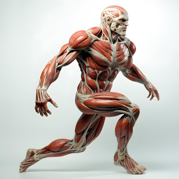 modelo masculino arafiado de um homem musculoso correndo com músculos expostos IA generativa