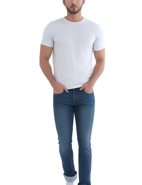 Modelo masculino de vista frontal em roupas casuais elegantes