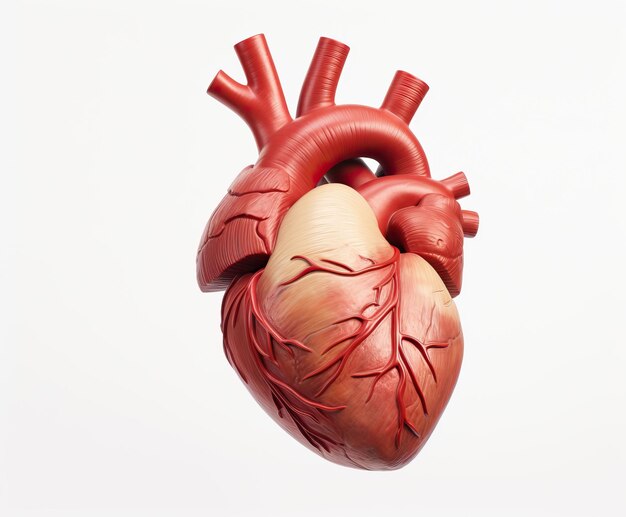 modelo médico coração isolado em fundo branco modelo 3D realista hiperdetalhe closeup