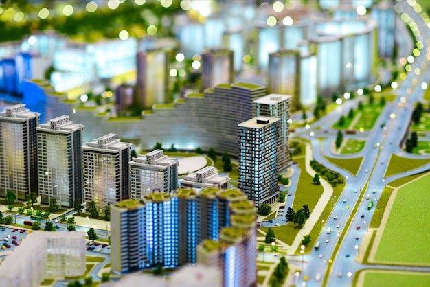 Modelo en miniatura de una ciudad verde moderna