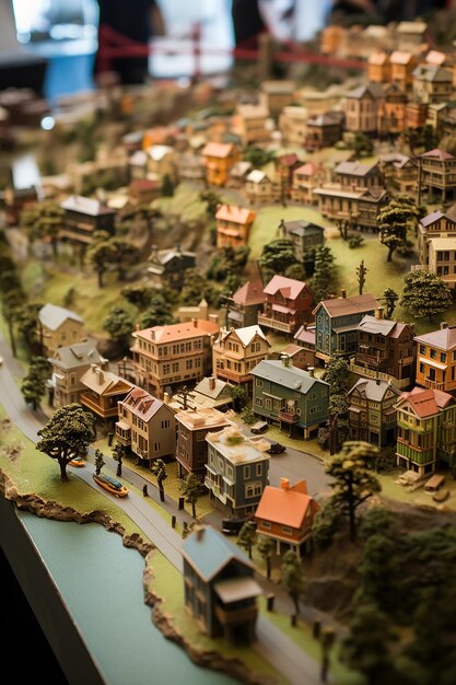 un modelo en miniatura detallado de San Francisco utilizando múltiples materiales