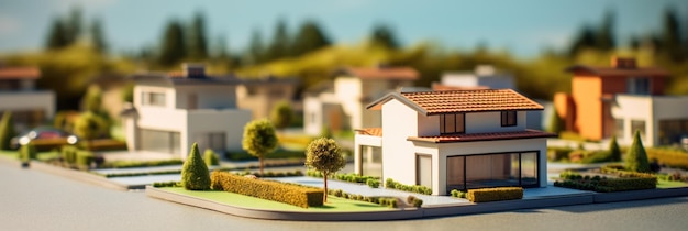 Foto modelo en miniatura de una villa de estilo contemporáneo genérico moderno