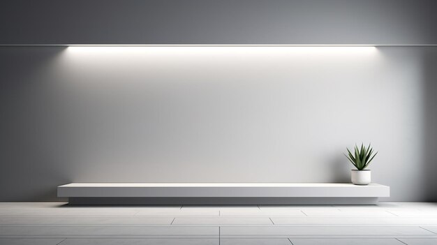 Modelo minimalista com apresentação elegante painéis brancos iluminação oculta e detalhes de sombra
