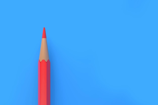 Modelo minimalista com espaço de cópia pela vista superior fecha foto macro de renderização 3D de lápis vermelho