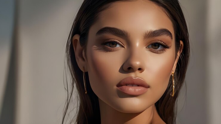 una modelo con una mirada natural en su cara