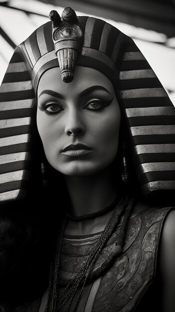 Foto modelo de moda atractivo y caliente en el traje real de la reina egipcia cleopatra
