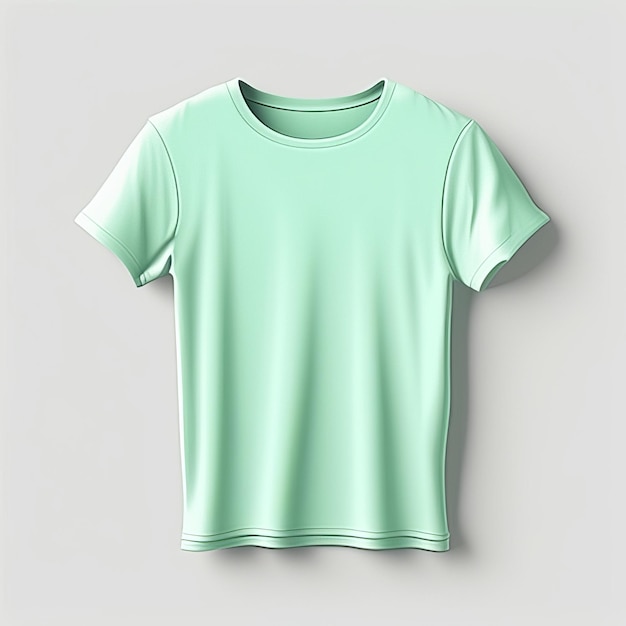 Modelo de moda de camiseta verde menta en blanco