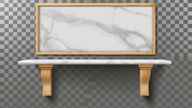 Foto modelo moderno de estantería y encimera vacías aisladas en un fondo transparente con la superficie del escritorio de la barra en primer plano