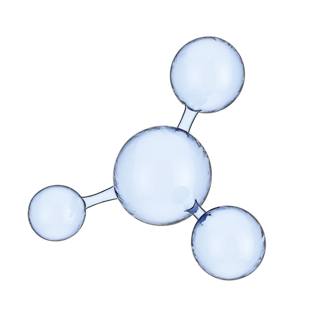 Modelo de molécula de vidrio abstracto azul Representación 3d
