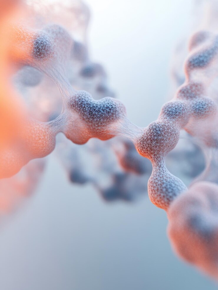Modelo molecular 3D con perspectiva microscópica