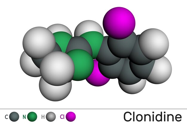 Modelo molecular de la molécula de clonidina