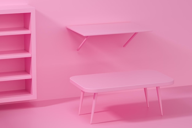 Modelo de muebles en la sala de estar renderizado 3d.