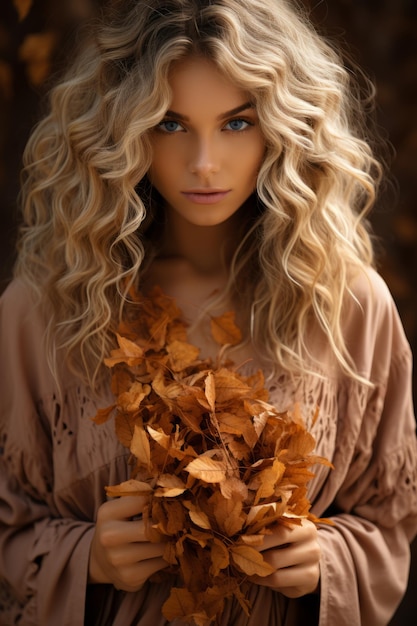 Modelo de mujer de foto de stock de estado de ánimo de otoño