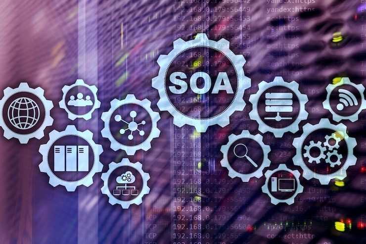 Foto modelo de negocio soa y concepto de tecnología de la información para arquitectura orientada a servicios bajo el principio de encapsulación de servicios
