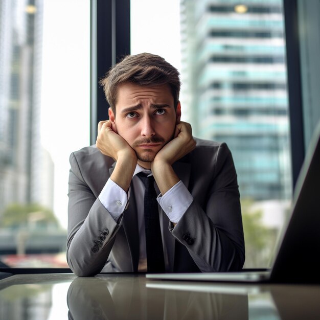 Foto un modelo de negocios masculino con un vestido formal trabajando en una computadora portátil