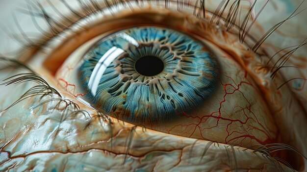 Un modelo ocular médico anatómicamente exacto muestra el funcionamiento interno del ojo desde la lente