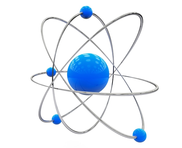 Modelo orbital del átomo sobre un fondo blanco.
