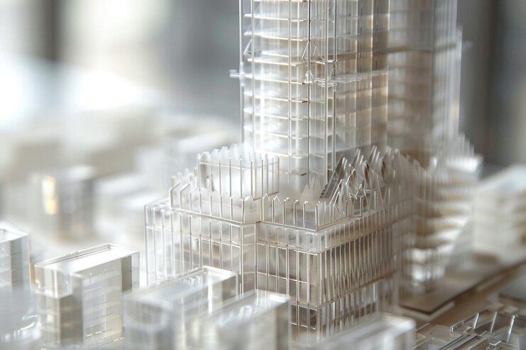 Foto un modelo de paisaje urbano transparente