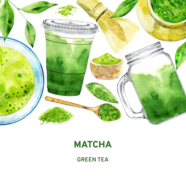 Modelo para chá verde matcha