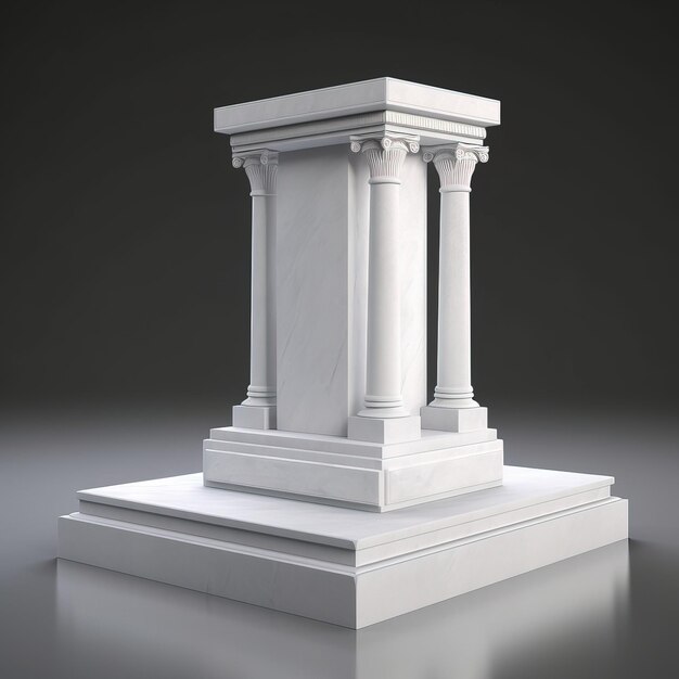 Un modelo de una pequeña columna blanca con columnas.