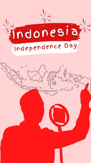 Modelo plano de plano de fundo do dia da independência da indonésia vetorial