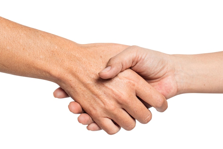 Foto modelo png de gesto de aperto de mão para acordo de negócios