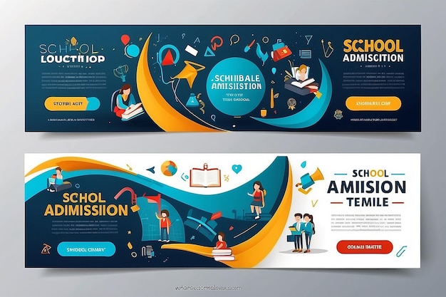 Foto modelo de portada y banner web de la línea de tiempo de admisión a la educación escolar editable
