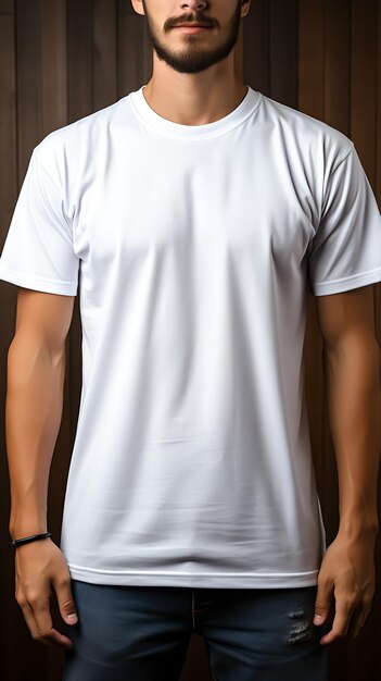 Modelo de publicidad de camiseta T en blanco Tee blanco para la moda generativa Ai