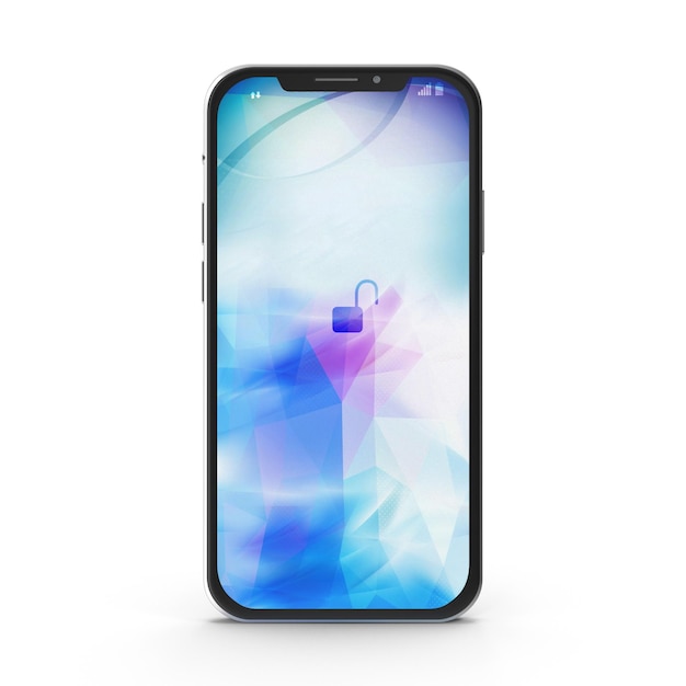 Modelo realista de teléfono inteligente en 3D AD Marco de teléfono móvil con pantalla en blanco Smartphone moderno