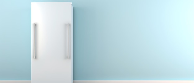 Modelo de refrigerador en blanco con fondo con espacio de copia para el texto plantilla de refrigerador para la cocina
