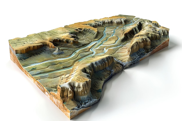 Foto un modelo de un río que atraviesa un valle