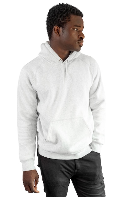 Modelo de ropa con capucha para hombres png en modelo negro