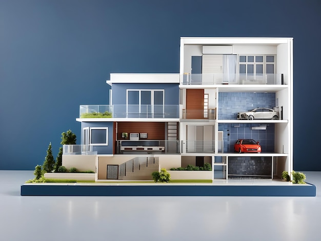 modelo de sección en miniatura de estilo contemporáneo genérico moderno de edificio residencial ai generativo
