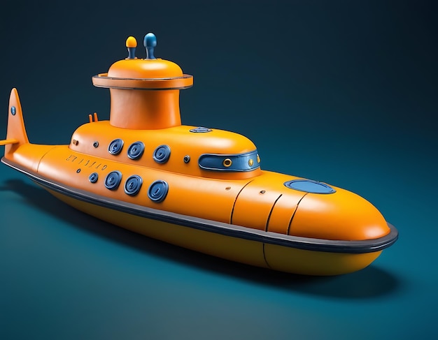 Modelo de submarino amarillo vintage en 3D