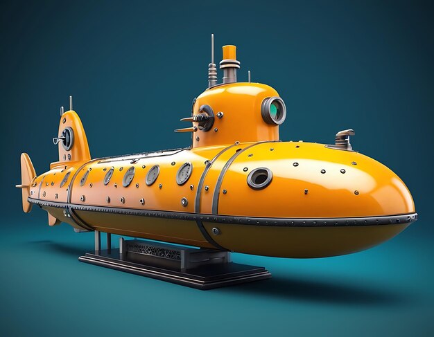 Modelo de submarino amarillo vintage en 3D