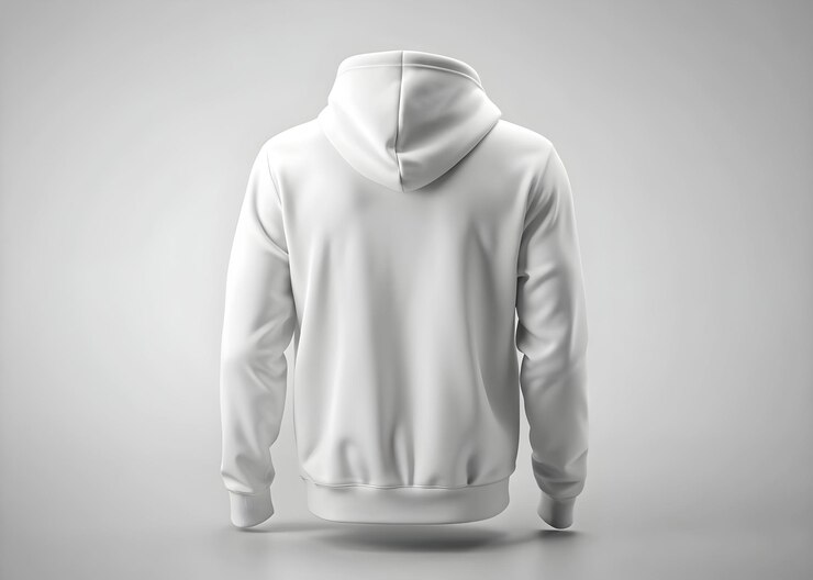 Modelo de sudadera con capucha blanca en blanco