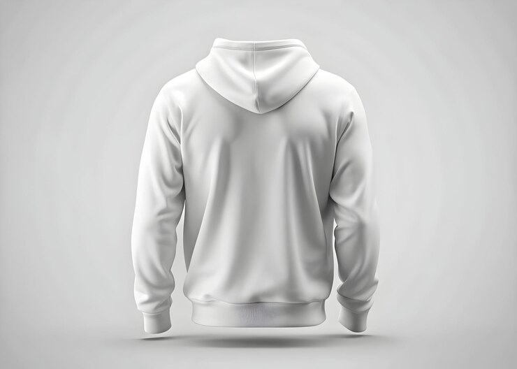 Modelo de sudadera con capucha blanca en blanco