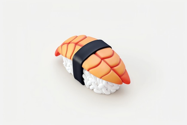 modelo de sushi en miniatura 3D en fondo blanco