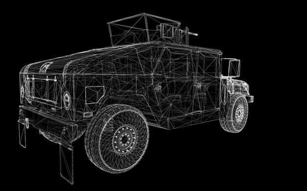 Modelo de tanque militar, estructura de la carrocería, modelo de alambre