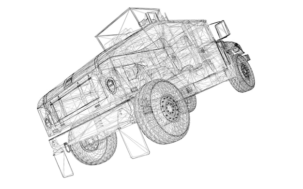 Modelo de tanque militar, estructura de la carrocería, modelo de alambre