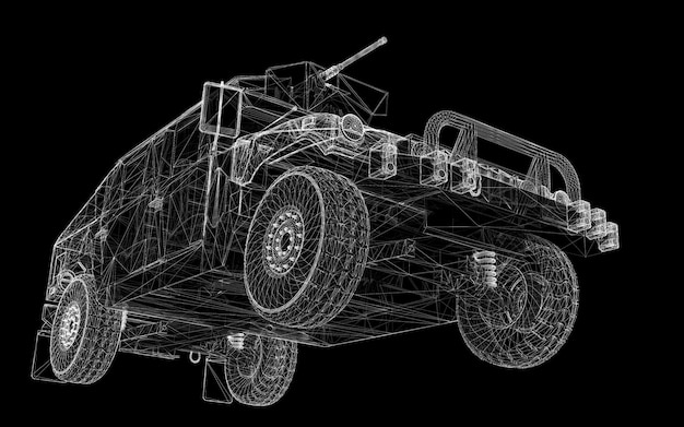 Modelo de tanque militar, estructura de la carrocería, modelo de alambre