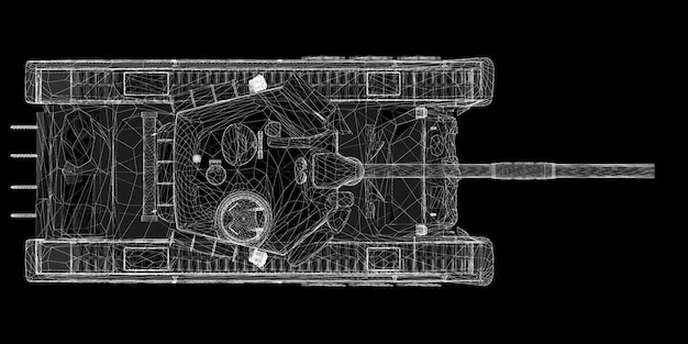 Modelo de tanque militar, estructura de la carrocería, modelo de alambre