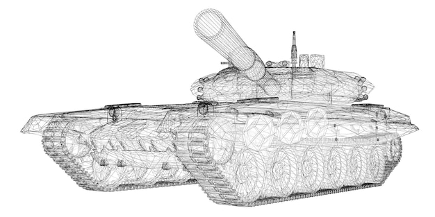 Modelo de tanque militar, estructura de la carrocería, modelo de alambre