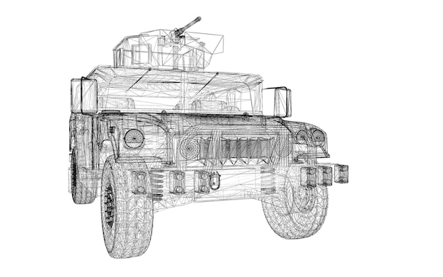 Modelo de tanque militar, estructura de la carrocería, modelo de alambre