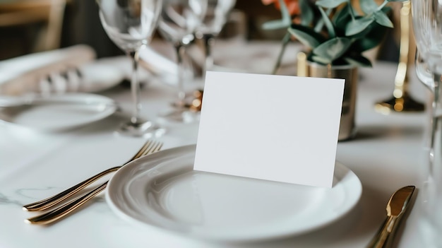 Foto modelo de tarjeta de espacio en blanco blanco para saludos número de mesa plantilla de invitación de boda ia generativa