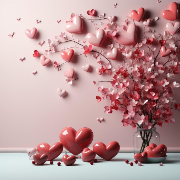 Modelo de tarjeta de felicitación para el Día de San Valentín AI generativa