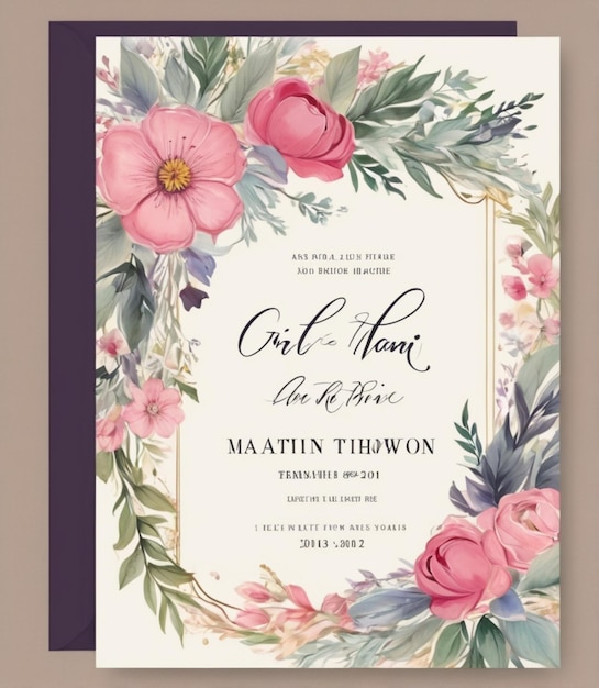 Foto modelo de tarjeta de invitación de boda vibrante elementos de diseño coloridos