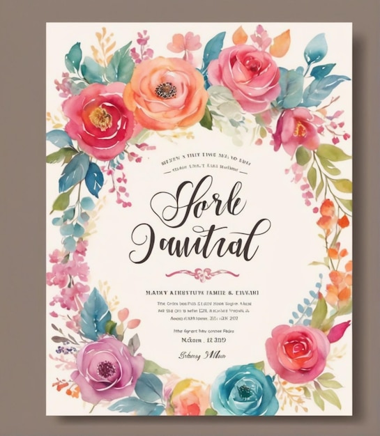 Modelo de tarjeta de invitación de boda vibrante Elementos de diseño coloridos