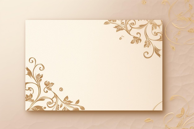 Foto modelo de tarjeta de invitación de color crema con textura de flores de esquina generado por ia