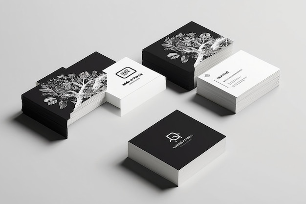 Modelo de tarjetas de visita en blanco y negro